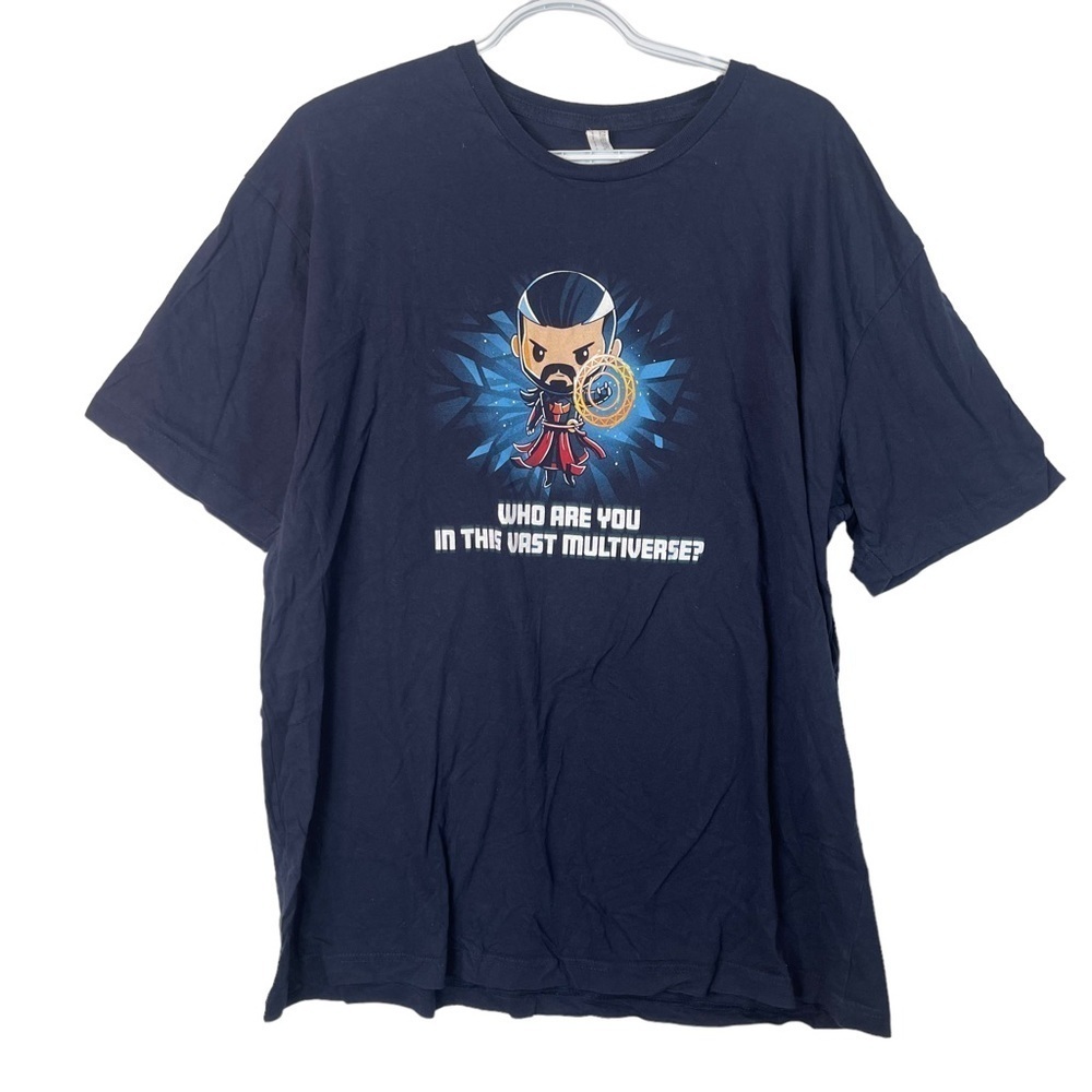 Vast Multiverse Graphic Tee Men’s 2XL Blue Short Sleeve Who Are You In Shirt